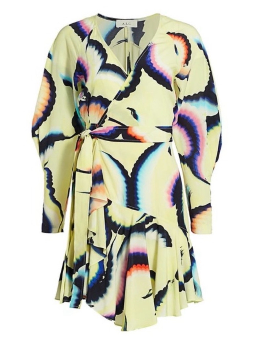 A.L.C. Enzo Silk Wrap Dress Yellow Size 6